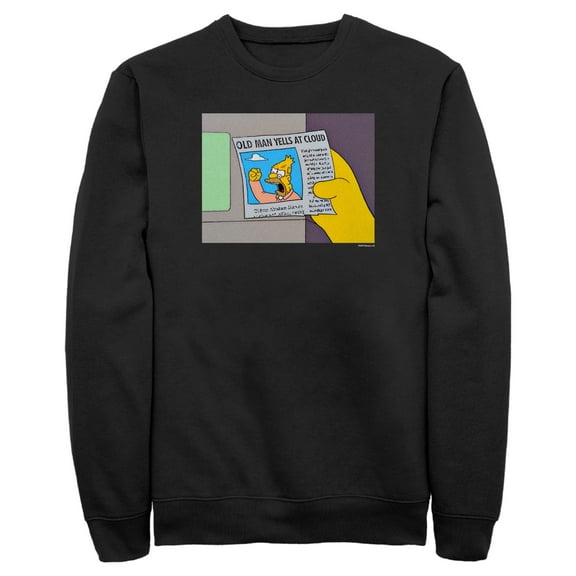 Men's The Simpsons Old Man Yells Sweatshirt Black Small