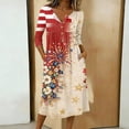 thumbnail image 3 of Wutalume Womens Summer Dresses Patriotic - 3/4 Sleeve Button-Down Mid-Length Lightweight Casual Sundress for July 4th BBQ ,Beige L, 3 of 8