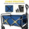 thumbnail image 3 of FREESKY Collapsible Wagon Cart with Quiet Wheels Lightweight Foldable Cart for Camping, Shopping, Ourdoor Use, Blue, 3 of 7