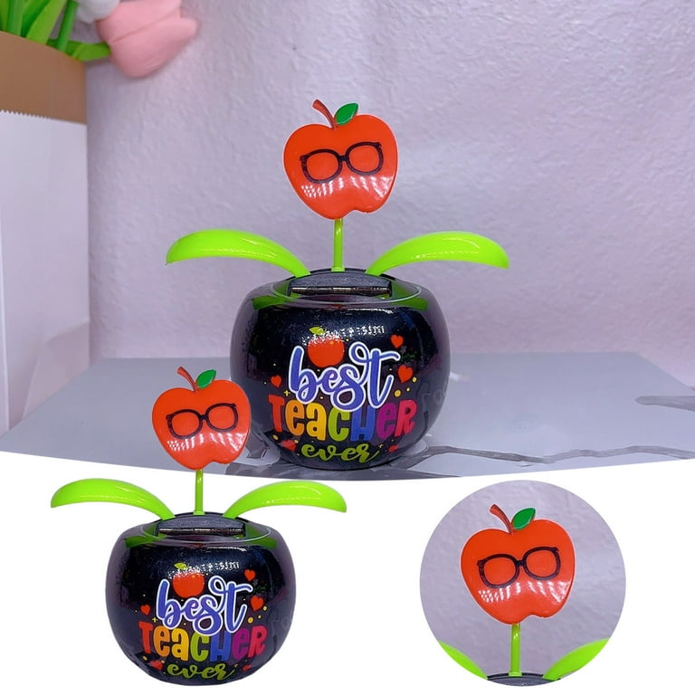 LYCAQL Cute Solar Power Flip Flap Flower Apple for Car Decoration