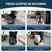 CULINARY CHEF 2-in-1 Single Serve K Cup Coffee Maker with Reusable Stainless Steel Mesh Grounds Pod, Optimal Brew Temperature for Hot, French, Italian, or DIY Iced Blends, Black