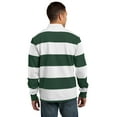 thumbnail image 2 of Sport Tek Adult Male Men Stripe Long Sleeves Rugby Polo Forest Grn/Wht Large, 2 of 2