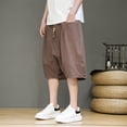 thumbnail image 5 of Angala Mens Summer Shorts Solid Color Elastic Waist Shorts Summer Breathable Seaside Holiday Casual Mens Shorts Size Xl Coffee, 5 of 6