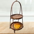 thumbnail image 3 of Cesta de fruta de bambú Canasta de pan canasta de pan tazón de fruta decoración rústica bandeja de bandeja canasta de alimentos para restaurante de co Marrón 2 capas, 3 of 6