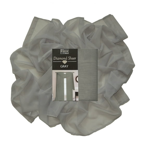 Gray Sheer Voile Window Curtain Scarf: 55"W x 216"L, Fully Hemmed