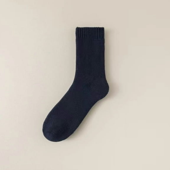 suxuMhao Plush Casual Socks - 3 Pairs Dark Blue, One Size Fits All, Thick Cotton Socks with Warm Midsole, Ideal for Fall and Winter, Soft Comfortable Daily Wear Socks for All-Day Coziness​