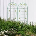 thumbnail image 3 of 2 Pack Metal Garden Trellis Rustproof Trellis for Climbing Plants Iron Trellis for Vines Outdoor Flower Support Green (86.7" x 19.7"), 3 of 5