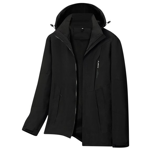 IYTR Men's Softshell Ski Jacket Waterproof Windproof Outdoor Coats Winter Warm Fleece Hiking Camping Jackets Hooded Snowboard Jackets Black XXXXL