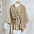 thumbnail image 4 of LinYooLi Poncho Cape Élégant pour Femmes - Croisé devant Couleur Unie - Cardigan Tricoté, 4 of 5
