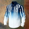 thumbnail image 3 of LEKWK Mens Ombre Western Shirt Gradient Striped Long Sleeve Snap Button Top Cowboy Rodeo Style Slim Fit Casual Party Blouse, 3 of 3