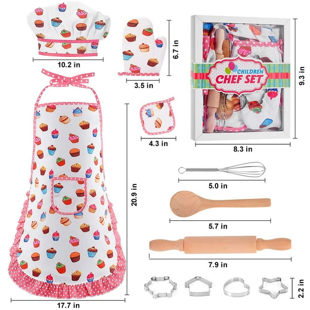 Gifts for 2-8 Year Old Girls, Toddler Apron for Girls, Kids Aprons Cooking  Toys for 2-8 Year Old Boys Girls Chef Costume Set for Kids Cooking Set  Christmas Stocking Stuffer for Kids