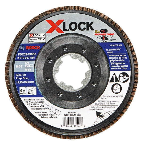 Disco de solapa Bosch FDX2945080, grano 80, 115 mm, X-LOCK, tipo 29