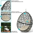 thumbnail image 3 of Sunnydaze Caroline Resin Wicker Egg Hanging Chair with Cushions, Beige, 3 of 7
