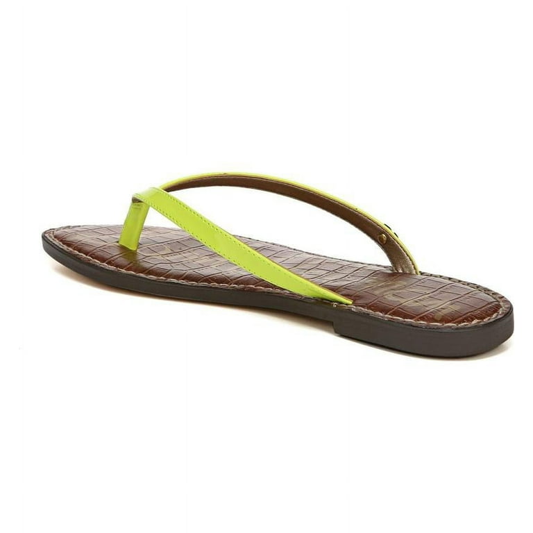 Sam Edelman Gracie Neon Yellow Thong Slip On Open Toe Slides Flats Sandals Neon Yellow 6.5