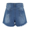 thumbnail image 4 of Aayomet Shorts pour Femmes Shorts à Poches Drapeau Stretch Mode Imprimé Jeans pour Femmes (Bleu, L), 4 of 5