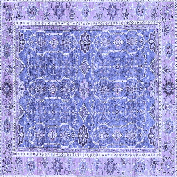 Ahgly Company Indoor Square Oriental Blue Traditional Area Rugs, 6' Square