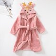 thumbnail image 2 of NOLDARES Boys Girls Robe Kids Flannel Hooded Bathrobe Sleepwear Pajamas Toddler Soft Plush Robes for Girls,Pink,3-4 Y, 2 of 9