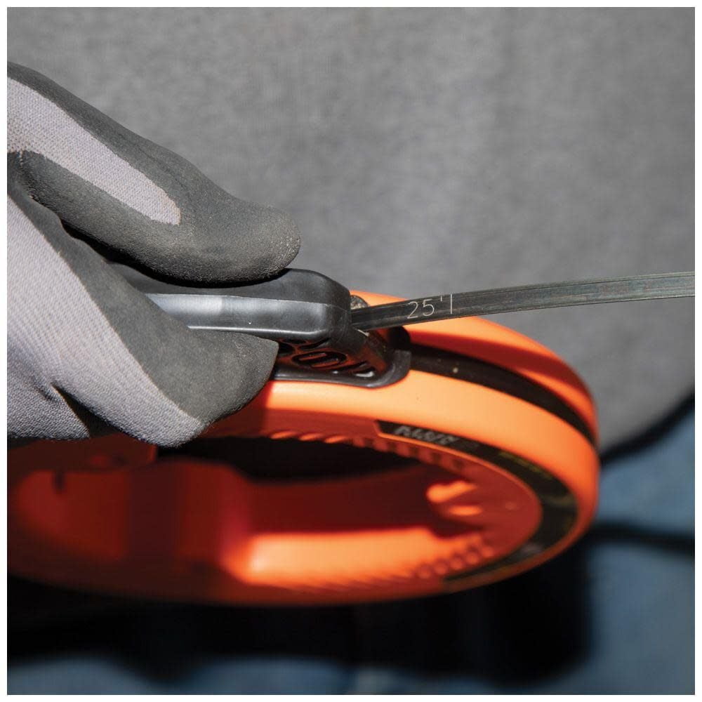 Klein Tools Flat Steel Electrical Fish Tape - 25 Ft, 1/4 In Wide, Slim Plastic Tip
