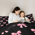thumbnail image 4 of Castle Fairy Cartoon Ribbon Bow Girl Twin Bedding Sets 7-Piece,Dreamy Princess Bedding Comforter Set Microfiber,Kawaii Bowknot Breathable Sheet Sets,Super Cozy Room Decor,Reversible, 4 of 8