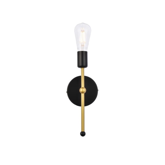 Keely 1 light black and brass wall sconce