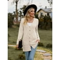 thumbnail image 3 of Women's brushed pit striped solid color long-sleeved cardigan jacket for women, 3 of 6