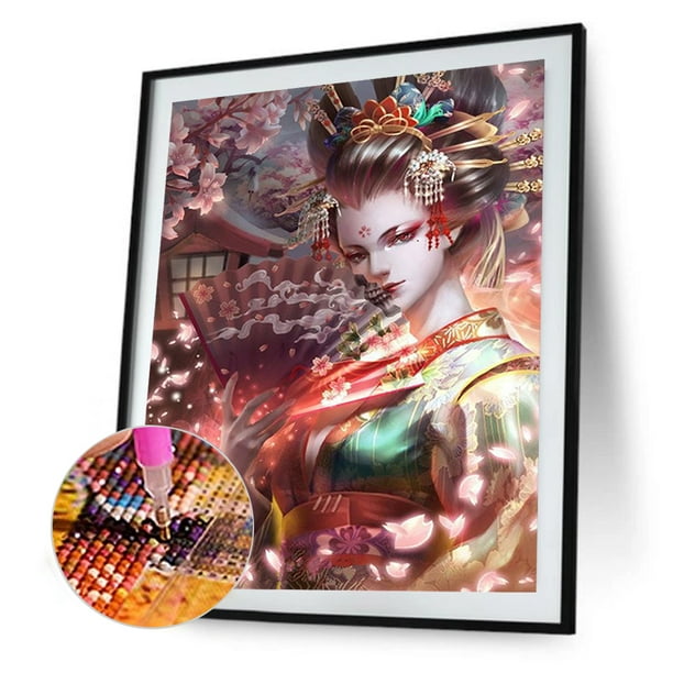 Cuadros Decorativos Geisha 5D bricolaje completo taladro diamante pintura cruz puntada mosaico kits hogar pared arte Ehuebsd embutido en tela