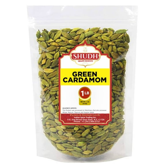 SHUDH GREEN CARDAMOM 1 LB | 16 oz Green Cardamom Pods Spice (Hari Elachi) ~ All Natural | Vegan | Gluten Friendly | NON-GMO | Product of India