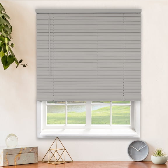 Chicology 38.5"W x 84"H Gray Cordless Vinyl Mini Window Blinds 1" Slats
