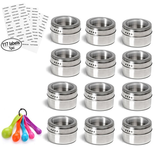 12/6/3/1Pc Caja de tarro de especias magnético de acero inoxidable Botella de almacenamiento de condimentos Contenedor de condimentos Aparatos de cocina para cocinar en barbacoa