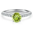 thumbnail image 3 of Gem Stone King 10K White Gold Green Peridot and Lab Grown Diamond Engagement Ring for Women | 1.18 Cttw | Round 6MM | Gemstone August Birthstone | Size 7, 3 of 6