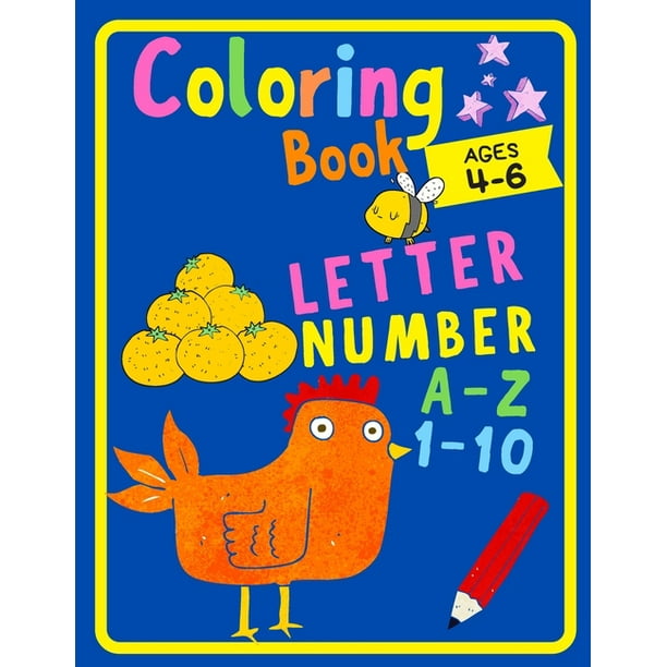 Coloring book letter A-Z Number 1-10: Fun with Numbers, Letters, Animals  Easy and Big Coloring Books for Toddlers Kids Ages 2-4, 4-6, Boys, Girls,  Fun 