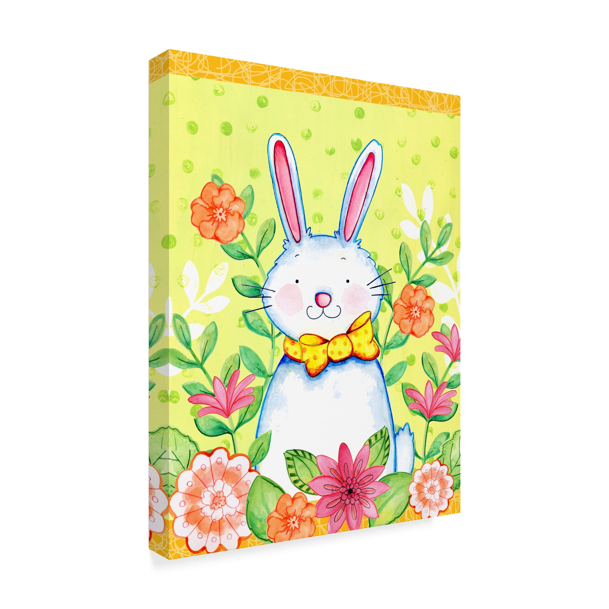 Trademark Fine Art 'Flowers And Bunny' Canvas Art by Valarie Wade