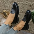 thumbnail image 5 of Xfvqtps Womens Loafer Shoes Crack Leather Closed Pointy Toe Thick Sole Slip on Shoes Black, 5 of 7