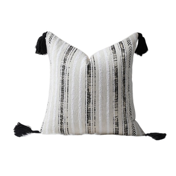 Leodye 1PCS Bohemian Rope Tassel Throw Pillow Cover Aesthetic Stylish Home Living Room Sofa Bed Decorative Pillow Case -17.72x17.72x3.54in