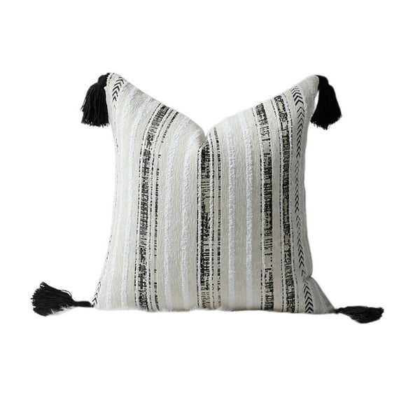 Sofa Vama Ropa de Cama Cojín bohemio con textura de cuerda, tejido con borlas, decorativo para sofá cama, dormitorio, moderno, 45,7 x 45,7 cm. for Navideño