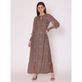 thumbnail image 6 of DressBerry Women's Printed Floor Length Georgette Dress Puff Sleeves Tiered Summer Wear Flared Maxi Dress, 6 of 7