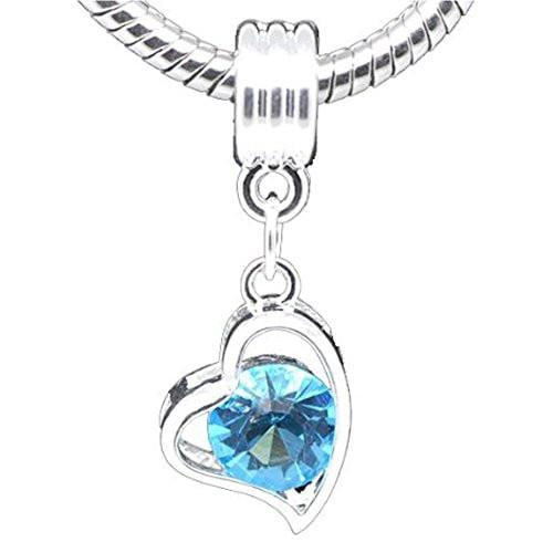 March Birthstone Spacer Bead Charm 