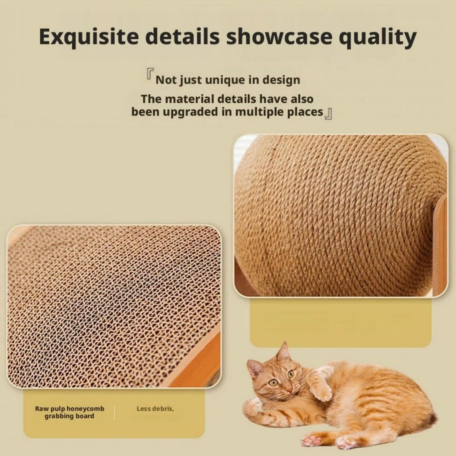 Cat Scratching Ball Toy with Stand, Interactive 360° Rotating Sisal Scratch Post with Arch Bridge Balls, Indoor Cat Scratcher for Exercise, Play & Furniture Protection
