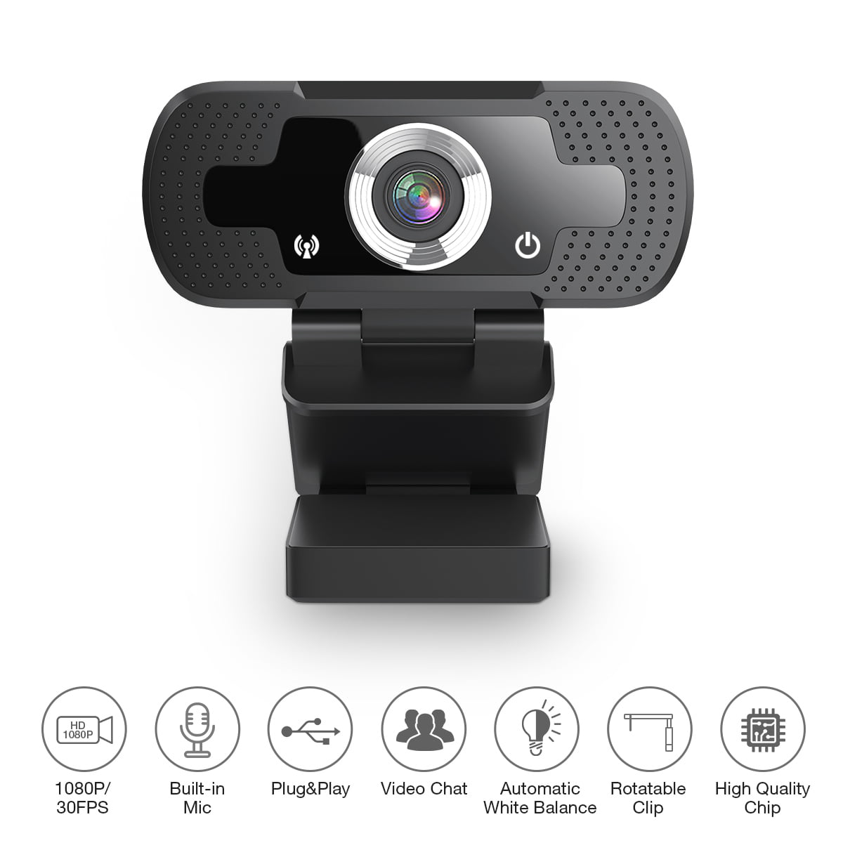 Conferencing Gaming，Live Streaming Widescreen Webcam-Black Video Recording，Calling Autofocus 5 Megapixel Full HD Computer Camera Webcam 1080P with Microphone