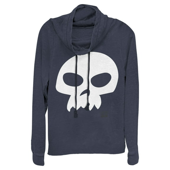 Junior's Toy Story Sid Skull  Cowl Neck Sweatshirt Navy Blue X Large