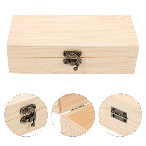 PAMINGONO 1Pcs Wooden Box with Lid for Small Items and Jewelry 7.1x3.1x2in
