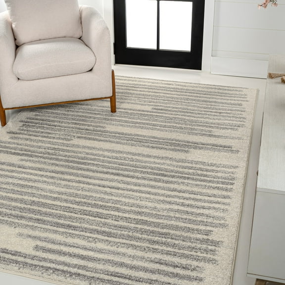 JONATHAN Y MOROCCAN HYPE 3 x 5 Area Rug, Khalil Berber Stripe - Cream/Gray, MOH207C-3