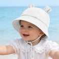 thumbnail image 5 of KPOPLK Baby Girl Wide Brim Bucket Hats with UPF 50+ Outdoor Adjustable Beach Hat with Sun Hat(3-12 Months,White), 5 of 7