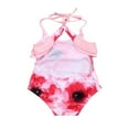 thumbnail image 2 of Toddler Baby Girls Swimsuits Ruffle Floral Print Halter Bikinis Backless One-Piece Bathing Suit cQH, 2 of 6