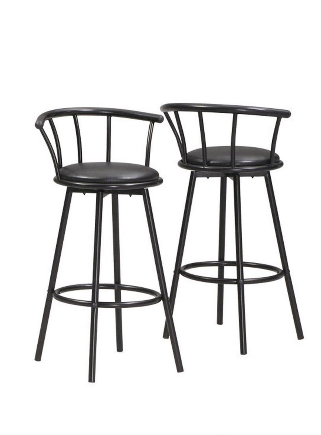 Monarch Specialties Bar Stool, Set Of 2, Swivel, Bar Height, Metal, Pu Leather Look, Black, Contemporary, Modern