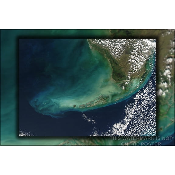 24"x36" Gallery Poster, florida keys landsat