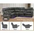 thumbnail image 3 of Hybition Power Reclining Sofa, Grey Faux Leather, L-Shaped with LED Lights, Bluetooth Speakers, Cup Holders, USB Outlets, Storage, 3 of 8