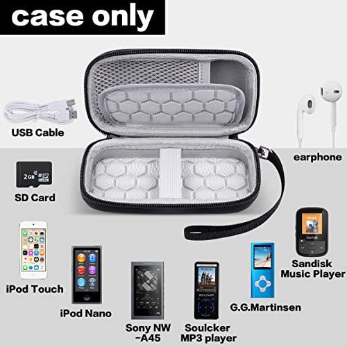 Portable Music Player Bag for SuperEye//Soulcker//Victure//iPod Touch//Nano//Shuffle//AGPTEK//Aigital//Hotechs//BENJIE//Sandisk MP3 Player with Earphones Memory Cards MP3 Player Case USB Cable