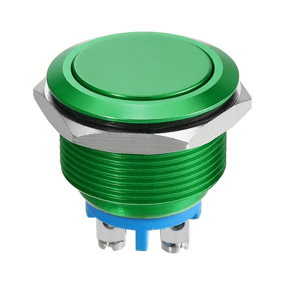 Unique Bargains 22 mm Car Momentary Push Button Switch Metal Round Start Button SPST 1NO AC 250V Green