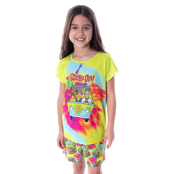Scooby Doo Girls' Tie Dye Mystery Machine Shirt and Shorts Pajama Set